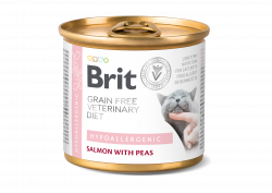 בריט תזונה וטרינרית לחתולים היפואלרגני שימורים 200 גרם Brit Veterinary Diet